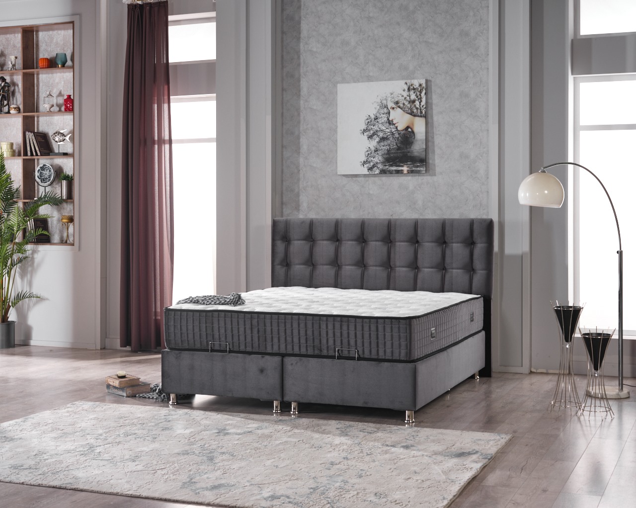 34143-1 Etna 180x200 Box-Spring Bed Set - Görsel 1
