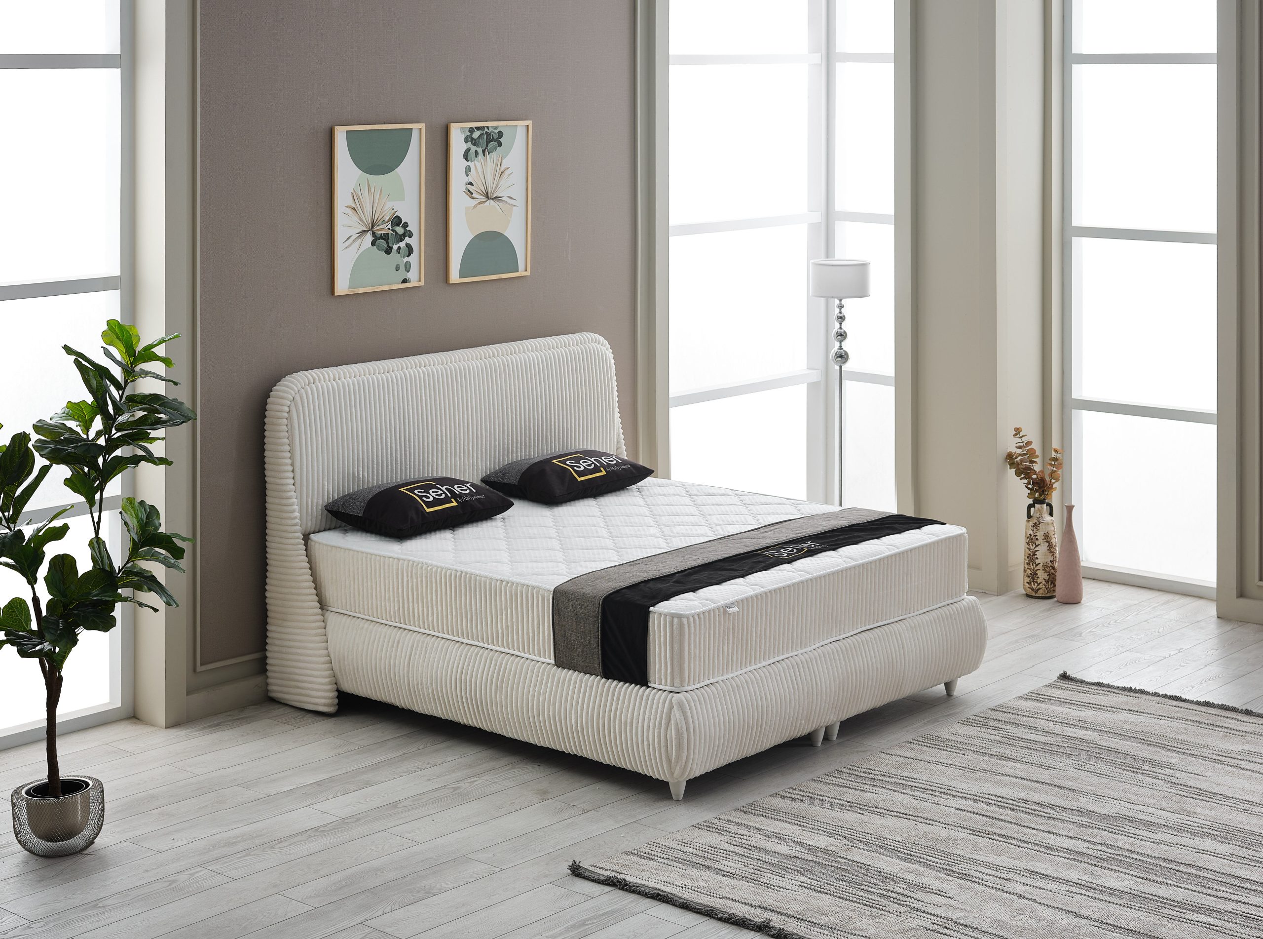 61545-1 Isabella 180x200 Box-Spring Bed Set - Görsel 1