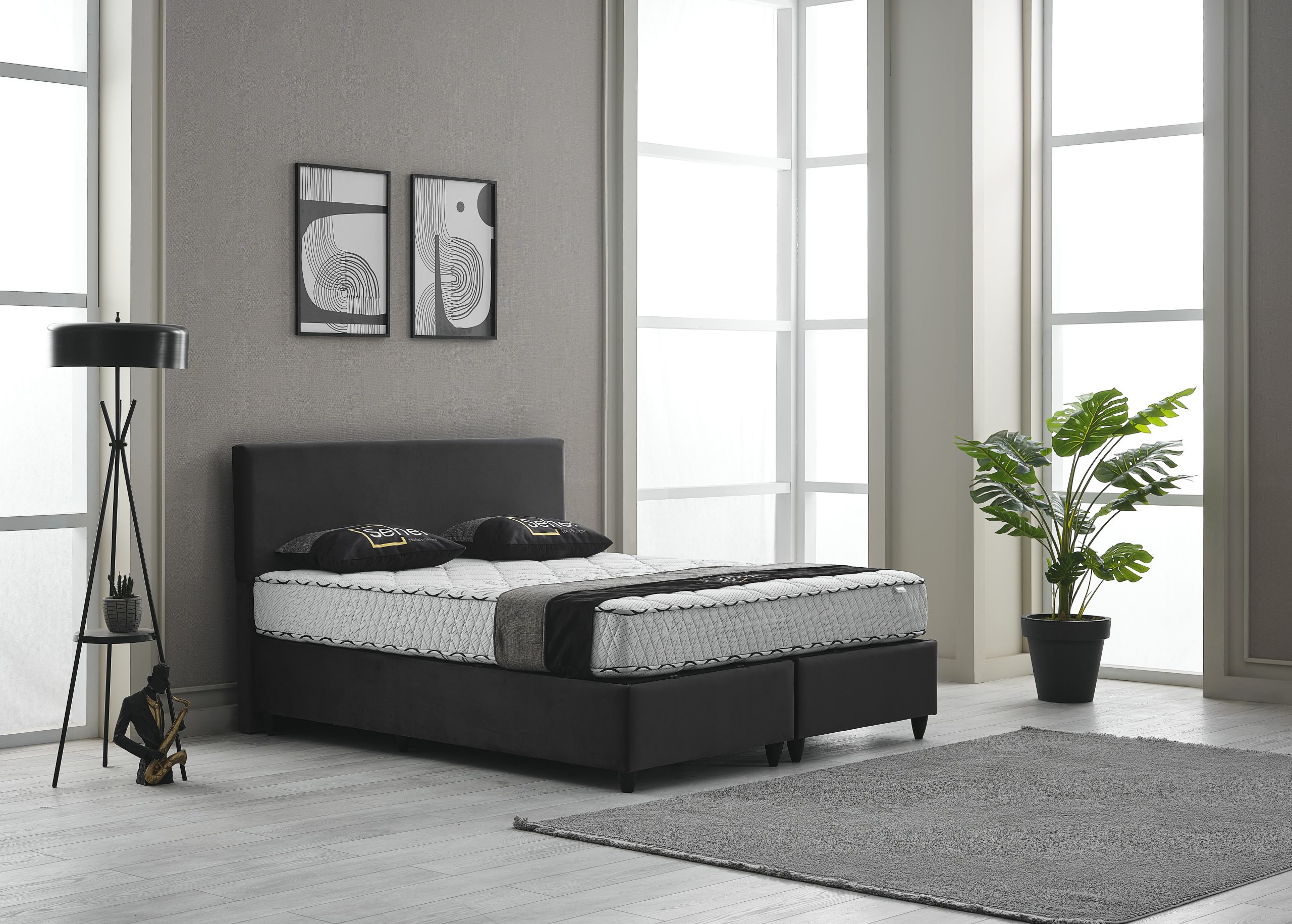 62801-1 Violet 180x200 Box-Spring Bed Set - Görsel 1